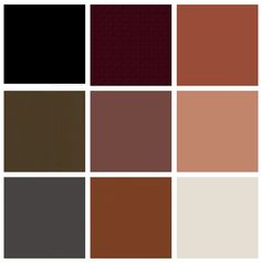 the color palette is brown, black, red and white with an orange on top