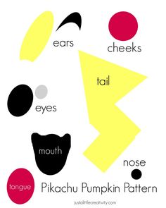 a poster with different types of shapes and words in black, yellow, red, and white