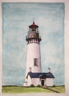 a drawing of a lighthouse in the middle of nowhere