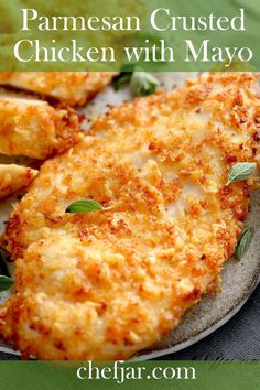 Air Fryer Parmesan Crusted Chicken with Mayo is an easy and quick air fryer recipe. Parmesan Crusted Chicken With Mayo, Chicken With Mayo, Air Fryer Parmesan Crusted Chicken, Air Fryer Recipes Chicken Breast, Mayo Chicken, New Air Fryer Recipes, Air Fryer Oven Recipes, Air Fry Recipes, Parmesan Crusted Chicken