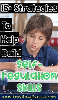 a young boy sitting at a desk in front of a computer with the words, 5 steps to help build self - regulation skills