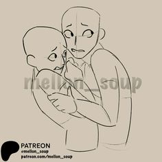 a drawing of a man holding a baby in his arms with the caption patreon