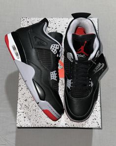 •Air Jordan 4 Retro Bred Reimagined •EU/43✅ •All sizes available upon pre-order Jordan 4 Bred Reimagined, Jordan 4 Retro Bred, Jordan 4 Bred, Bred 4, Retro 4, All Nike Shoes