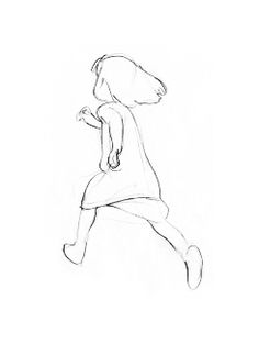 a black and white drawing of a person jumping