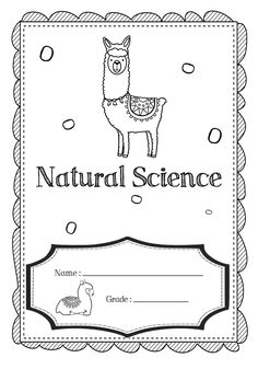 a coloring book with an image of a llama and the words natural science on it