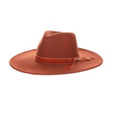 Womens One of a Kind Hats – Tenth Street Hats Brown Felt Hat With Curved Brim, Southwestern Brown Felt Hat With Curved Brim, Brown Brimmed Felt Hat, Brown Felt Hat, Trendy Brown Wide-brim Felt Hat, Wide Brim Fedora, Rust Color, Fedora Hat, Velvet Ribbon