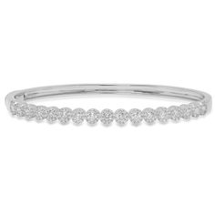 14k White Gold 4mm Wide High Polished Diamond  Bangle 7" 2.00 CTW, this item is available in yellow, white and rose gold upon request. Diamond Bangle, Yellow White, Bangles, White Gold, Rose Gold, Yellow, Gold, White