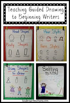 teaching guide drawing to beginners with four different types of writing and numbers on them