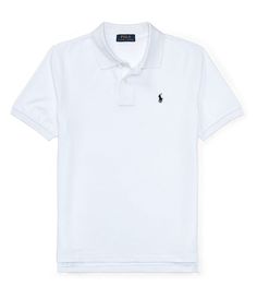 Polo Ralph Lauren Big Boys 8-20 Short Sleeve Classic Mesh Polo Shirt | Dillard's Slim Fit Short Sleeve Polo Shirt For Summer, Classic Summer Polo Collar T-shirt, White Slim Fit Short Sleeve T-shirt, Classic Fitted T-shirt With Ribbed Collar, Slim Fit Summer Polo Shirt, Fitted Polo Shirt For Summer, White Polo Shirt With Collared Neckline For Spring, Fitted Collared Polo Shirt For Summer, Fitted Polo Shirt With Spread Collar For Summer