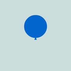 a blue balloon floating in the air on a light blue background with an arrow pointing up at it