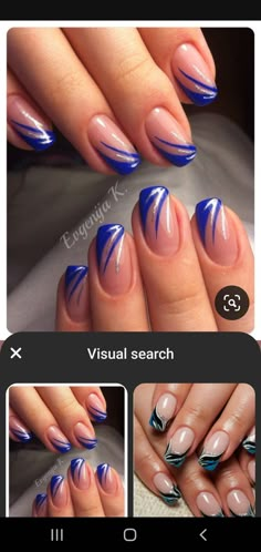 Modern French Nail Designs, French Manicure Blue Designs, French Manicure With Navy Blue Wedding Nails, Fancy French Manicure, Formal Nails, Eye Nail Art, French Manicure Nails, Stylish Nails Designs, Amazing Nails