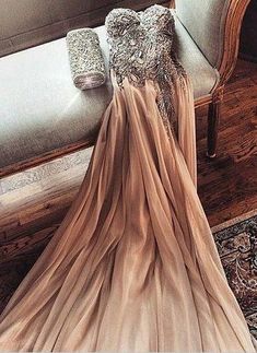 Pretty A-line Strapless Ruching Beading Long Sexy Prom Dress,P4235 on Luulla Champagne Formal Dresses, Crystal Prom Dress, Champagne Prom Dress, Spaghetti Strap Prom Dress, Floor Length Prom Dresses, Stil Boho, Long Evening Gowns, Backless Prom Dresses, Dress Chiffon