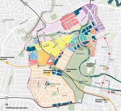 a map shows the location of different areas in an area that is not very populated