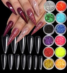 600Pc Long Stiletto Gel X Nail Tips Clear Long Stiletto Fake Nails Full Cover Ar Michelle Nails, Gel X Nail, Glitter Stilettos, Long Stiletto Nails, Long Stiletto, Gel Acrylic Nails, Acrylic Nail Kit, Stiletto Nails Designs