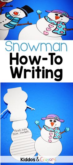 a snowman writing activity for kids with the words how to write written on it