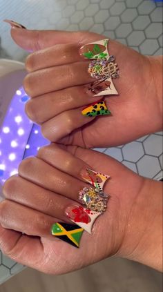 Exotic Duck Nails, Jamaica Nails, Freestyle Nails, Hard Nails, Duck Nails, Girly Acrylic Nails, French Tip Acrylic Nails