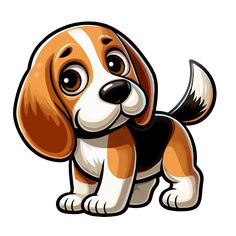 a cartoon beagle puppy sitting down