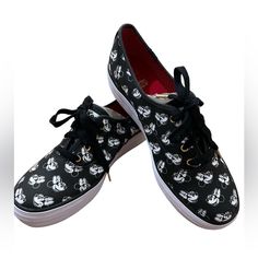 Nib Keds Disney Minnie Mouse Canvas Shoes. Black Background With Minnie Mouse Print And Gold Details Super Cute. Never Worn. Disney, Cruise, Vacation, Disney World, Disney Land, Mickey, Minnie, Pluto, Bow Black Sneakers With Character Print, Casual Black Sneakers With Character Print, Casual Low-top Minnie Mouse Sneakers, Casual White Minnie Mouse Sneakers, Casual Black Mickey Mouse Sneakers, Casual Minnie Mouse Sneakers With Round Toe, Minnie Mouse Canvas, Minnie Mouse Shoes, Disney Cruise Vacation