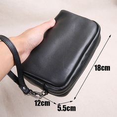 SPECIFICATIONSStyle: vintageShape: FLAPPattern Type: SolidOccasion: VersatileMain Material: GENUINE LEATHERLining Material: CottonInterior: Interior Slot PocketHardness: SoftGender: MENClosure Type: zipperSTYLE Vintage,Simple,Casual,Businessweight about 0.25kgSIZE 18*5.5*12CM L*W*H GENDER MenNote 1: 1 inch = 2.54 cm, 1cm = 0.39 inchNote 2: There might be slightly difference in color, because of the computer monitor settings.Note 3: With the difference in the measurement method, please allow 1-3 Large Capacity Leather Phone Clutch, Black Wallet With Mobile Phone Bag, Quilted Crossbody Bag, Quality Handbags, Mobile Phone Bag, Handbag Wallet, Mens Leather, Small Crossbody Bag, Chest Bag