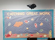 a bulletin board that says catching great work