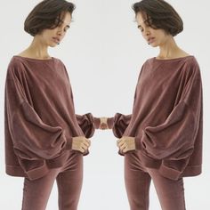 Brand New With Tags Soft Velour-Look Sweatshirt By Out From Under. Cut In An Oversized Fit With Dropped Dolman Sleeves And Topped With A Classic Boat Neck. Complete With Banded Trims At The Cuffs And Hem. Very Roomy Can Probably Fit A Medium. Color Tagged Is Chocolate But Looks Like A Deep Plum Kind Of Brownish Content + Care - 75% Cotton, 25% Polyester Approximate Measurements Pit To Pit 30" Length Shoulder To Bottom 23" Invt#K Urban Outfitters Sweatshirt, Under Cut, Chunky Oversized Sweater, Classic Boat, Lace Sweatshirt, Turtleneck Sweatshirt, Knitting Women Cardigan, Cropped Cardigan Sweater, Deep Plum