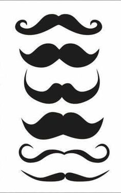 a set of moustaches with different shapes and sizes in black on a white background