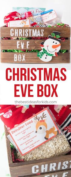 the christmas eve box is filled with treats and cards to help children learn how to use it