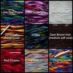 the different colors of yarn are shown