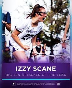 a poster with the words izzy scane on it and an image of a woman holding a tennis racquet