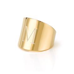 A great statement piece, the LANA CIGAR SIGNET RING measures 17mm in height. If you are between sizes we recommend sizing up for this style. For monograms enter initials as follows: First Initial, Last Initial, Middle Initial (Jane Olivia Smith should be written as JSO) The S will appear in the center slightly enlarged. Custom ring sizes are only available in the 14K versions. 14K White Gold and 18K Yellow Gold are available upon custom request. Due to its personalized nature, please allow 2-3 w Pinky Rings For Women, Mirror Ring, Wide Gold Ring, Shine Jewelry, Traditional Engagement Rings, Mom Ring, Baguette Diamond Rings, Monogram Jewelry, Gems Jewelry