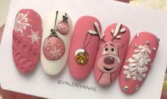 Nail Art Designs Valentines, Nail Art Designs Valentines Day, Nail Designs For Beginners, Christmas Nail Designs Easy, Easy Nail Designs, Santa Nails, Easy Nail Art Designs