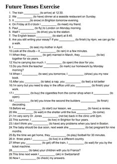 a printable worksheet for the future tense exercise