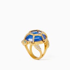 Kate Spade Ksny Paradise Found Cocktail Statement Ring Gold Plated Ring Size 6 Nwt With Dust Bag Ships From A Pet And Smoke-Free Home Elegant Blue Kate Spade Jewelry, Kate Spade Elegant Gold Ring, Elegant Kate Spade Gold Rings, Turtle Cocktail, Paradise Found, Gold Statement Ring, Spade Jewelry, Kate Spade Jewelry, Plated Ring