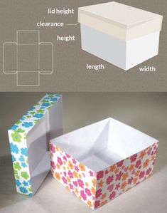 an open box with flowers on it and the instructions for how to make one out of paper