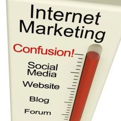 a thermometer with words on it that read, internet marketing confusion social media website blog forum