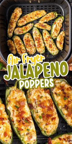 air fryer jalapeno poppers on the grill with text overlay