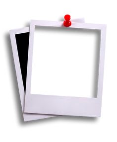 two white frames with a red pin on top