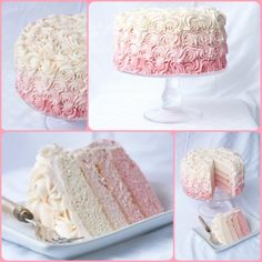 a collage of photos showing different types of cake