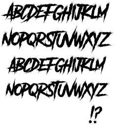 some type of graffiti font that is black and white with the letters in different languages