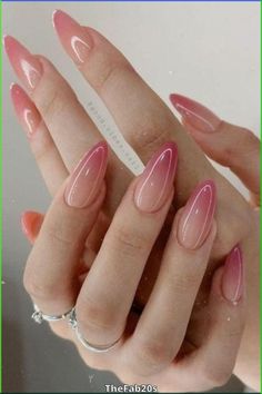 Add a touch of elegance to your style with 61  Pink Ombre Nails That Will Have You Feeling Rosy. These nails feature a beautiful ombre design in shades of pink, ranging from soft blush to deep magenta. With over nails in various sizes, you can find the perfect fit for your fingertips. These nails are easy to apply and will give you a polished, sophisticated look that will leave you feeling confident and beautiful. Treat yourself to a touch of luxury with Pink Ombre Nails. Unghie Sfumate, Red Polish, Pink Ombre Nails, Smink Inspiration, Blush Nails, Colorful Nails, Jelly Nails, Red Prom