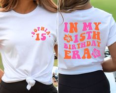 two pictures of the same woman's birthday t - shirt