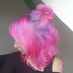 Purple And Pink Hair, Colorful Hairstyles, Funky Hairstyles, Hair Dye Colors, Soft Purple