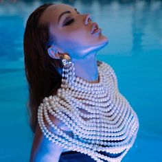 Chain Layered Pearl High Neck Crop Top White Simulated Pearls Pearl Shawl Top, Pearl Shawl, Shawl Top, Basic Crop Tops, Beaded Crop Top, Elegant Shawl, Buy Pearls, Pride Outfit, Chic Top