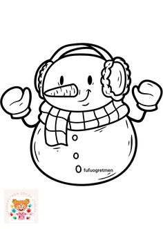 a cartoon snowman wearing headphones and scarf