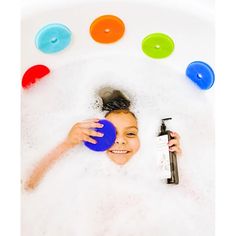 Introduce your child to the fascinating colors of the rainbow, while encouraging bath time fun with our Rainbow Spots silicone bath toy. Your child can count, stack, lather and even stick their Rainbow Spots to the side of the bathtub or shower door, with no adhesive required! Our product testers loved sticking the flat soapy side to the tub wall and to watch them race to see which one makes it to the water first! Best of all silicone is naturally odor and mildew resistant, and can be sterilized Best Bathtub Toys, Baby Bathtime, Bath Scrub, Bath Scrubs, Calm Kids, Product Tester, Baby Bath Time, Sensory Development, Bath Toy