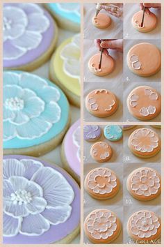 how to decorate cookies with fondant and icing on the cookie sheet, step by step