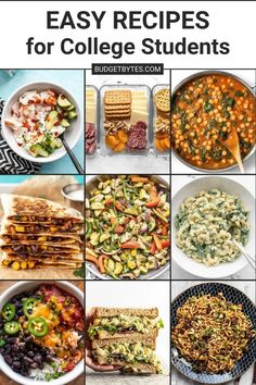 collage of easy recipes for college students