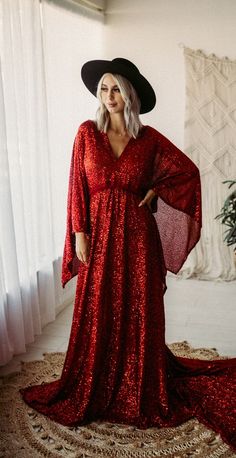 Red Contrast Sequin Evening Dress, Maxi Length Glitter Dress For Party Season, Glamorous V-neck Sequined Maxi Dress, Elegant Red Glitter Dress, Sequin V-neck Maxi Dress For Party Season, Fall V-neck Sequin Maxi Dress, Festive Sequin Maxi Dress, Festive Sequin Maxi Length Dress, V-neck Sequin Maxi Dress For Party Season