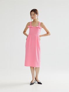 Composition : 55% polyester, 45% cottonCountry of Origin : Republic of Korea Mermaid Midi Dress, Pink Midi Dress, Jumpsuit Dress, Mermaid, Jumpsuit, Midi Dress, Dress Outfits, Composition, Boutique