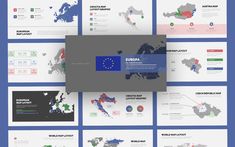 Europe Map Clean Vector Infographic Google Slides Template Croatia Map, Austria Map, Map Layout, European Map